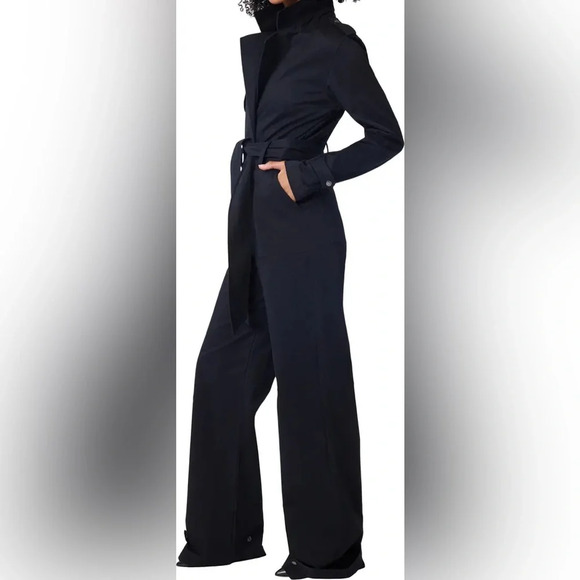 NWT LITA by Ciara Long Sleeve Wide Leg Stretch Cotton Trench Jumpsuit Size Small - Picture 12 of 13